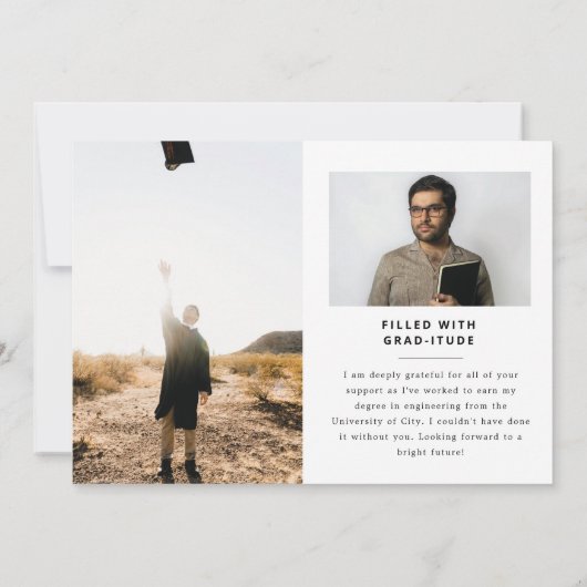 Moderne Graduate Abschluss Announcement Card Einladung (Rückseite)