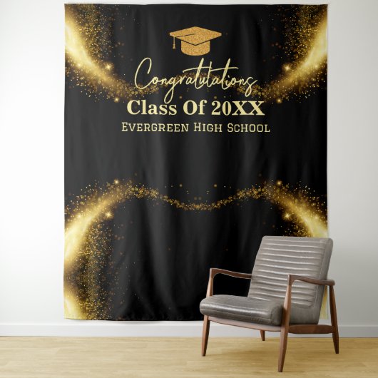 Moderne Graduate Abschluss Foto Stand Hintergrund Wandteppich (Beispiel)