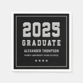 Moderne Graduate Black Gray Graduation Party 2025 Serviette (Vorderseite)