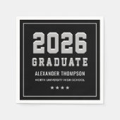 Moderne Graduate Black Gray Graduation Party 2025 Serviette (Vorderseite)