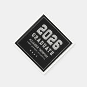 Moderne Graduate Black Gray Graduation Party 2025 Serviette (Ecke)
