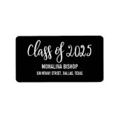 Moderne Graduate Class of 2025 Typografy Black Adressaufkleber (Vorne)