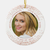 Moderne Graduate Custom Foto Rose Gold Abschluss Keramik Ornament (Vorne)