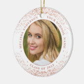 Moderne Graduate Custom Foto Rose Gold Abschluss Keramik Ornament (Links)