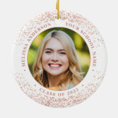 Moderne Graduate Custom Foto Rose Gold Abschluss Keramik Ornament (Hinten)