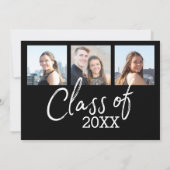 Moderne Graduate Custom Trendy Black Grad Einladung (Rückseite)