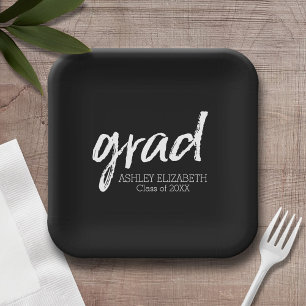 Moderne Graduate Custom Trendy Black Grad Pappteller