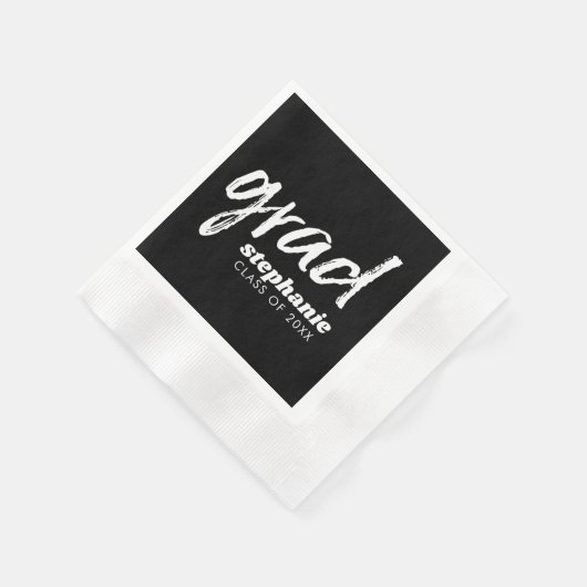 Moderne Graduate Custom Trendy Black Grad Serviette (Ecke)