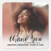 Moderne Graduate Dankeschön an Script | Foto Quadratischer Aufkleber (Vorderseite)