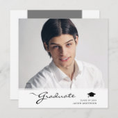 Moderne Graduate Elegante Script | Trendy 1 Foto Ankündigung (Vorne/Hinten)