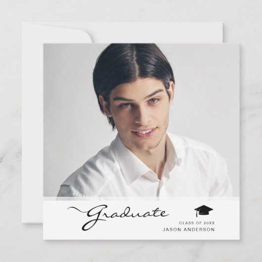Moderne Graduate Elegante Script | Trendy 1 Foto Ankündigung (Vorderseite)