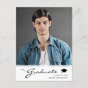 Moderne Graduate Elegante Script   Trendy 1 Foto Postkarte