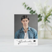 Moderne Graduate Elegante Script | Trendy 1 Foto Postkarte (Stehend Vorderseite)