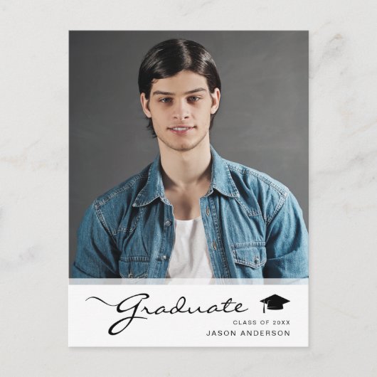 Moderne Graduate Elegante Script | Trendy 1 Foto Postkarte (Vorderseite)