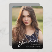 Moderne Graduate Elegante Script | Trendy Foto Ankündigung (Vorne/Hinten)