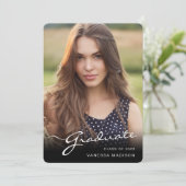 Moderne Graduate Elegante Script | Trendy Foto Ankündigung (Stehend Vorderseite)