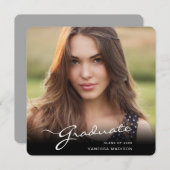 Moderne Graduate Elegante Script | Trendy Foto Ankündigung (Vorne/Hinten)