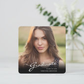 Moderne Graduate Elegante Script | Trendy Foto Ankündigung (Stehend Vorderseite)