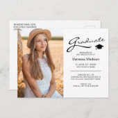 Moderne Graduate Elegante Script | Trendy Foto Postkarte (Vorne/Hinten)