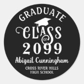 Moderne Graduate Extravagant Class Year Custom Col Runder Aufkleber (Vorderseite)
