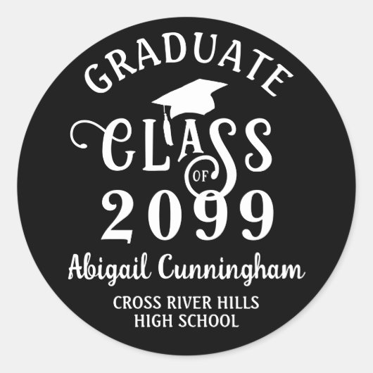 Moderne Graduate Extravagant Class Year Custom Col Runder Aufkleber (Vorderseite)