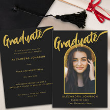 Moderne Graduate Foto Arch Black und Gold Script