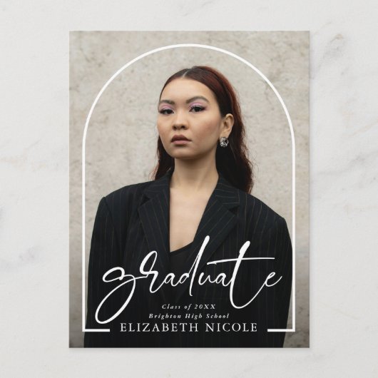 Moderne Graduate Foto Arch Graduation Party Postkarte (Vorderseite)