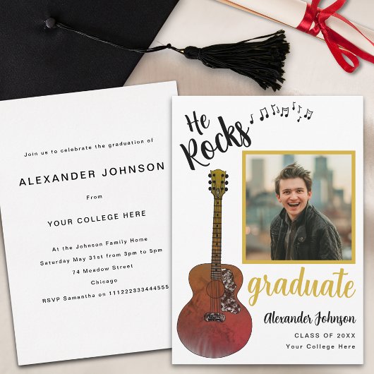Moderne Graduate Foto Cool Music Graduation Party Einladung
