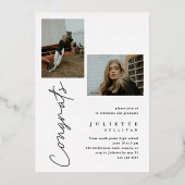 Moderne Graduate Foto Graduate Party Folieneinladung (Rückseite)