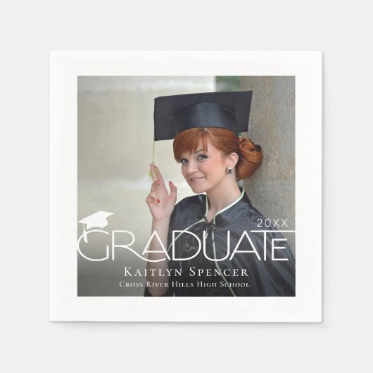 Moderne Graduate Foto Name Custom Colors Serviette (Vorderseite)