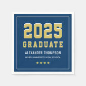 Moderne Graduate Gold Navy Graduation Party 2025 Serviette (Vorderseite)