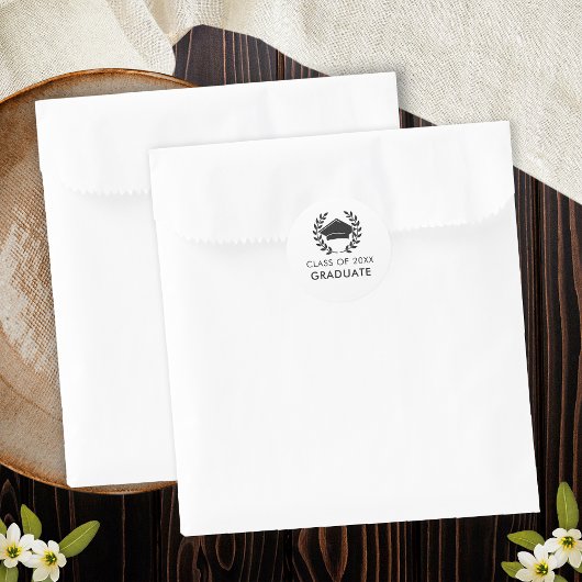 Moderne Graduate Grad Cap Class 2024 Abschluss Runder Aufkleber