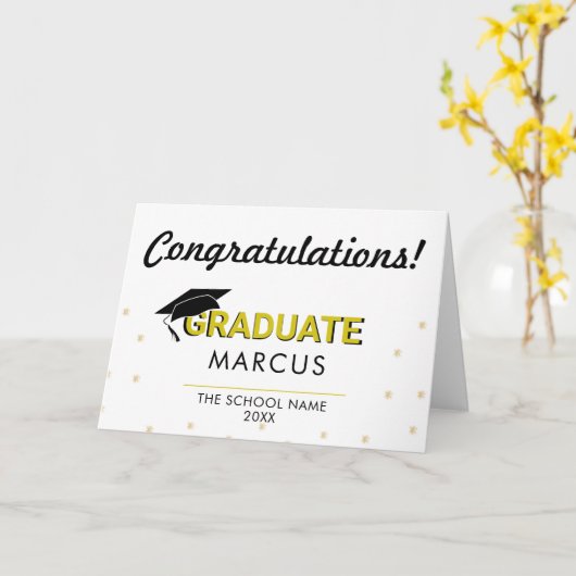 Moderne Graduate Herzlichen Glückwunsch Abschluss Karte (Gelbe Blume)