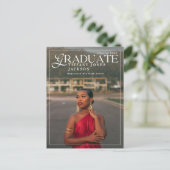 Moderne Graduate Magazine Foto Graduation Party Postkarte (Stehend Vorderseite)