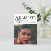 Moderne Graduate Magazine Foto Graduation Party Postkarte (Stehend Vorderseite)