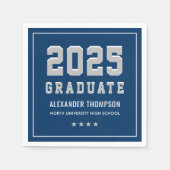 Moderne Graduate Navy Gray Graduation Party 2025 Serviette (Vorderseite)