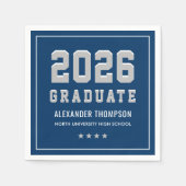 Moderne Graduate Navy Gray Graduation Party 2025 Serviette (Vorderseite)