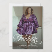 Moderne Graduate Script 2 Fotos Graduation Party Einladung (Vorderseite)