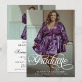 Moderne Graduate Script 2 Fotos Graduation Party Einladung (Vorne/Hinten)