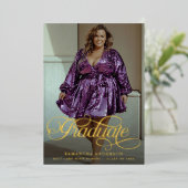 Moderne Graduate Script 2 Fotos Graduation Party Folieneinladung (Stehend vorne)