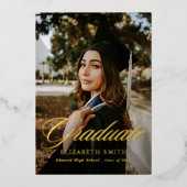 Moderne Graduate Script 2 Fotos Graduation Party Folieneinladung (Vorderseite)