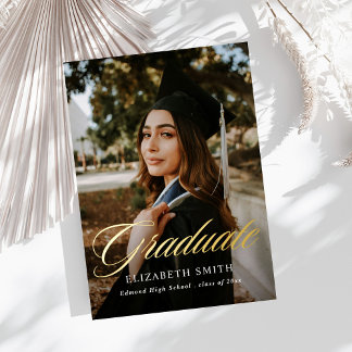 Moderne Graduate Script 2 Fotos Graduation Party Folieneinladung