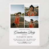 Moderne Graduate Script 4 Fotos Graduation Party Folieneinladung (Rückseite)