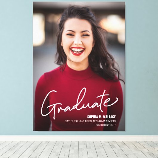 Moderne Graduate Script Foto Class of Abschluss Leinwanddruck (Insitu (Holzboden))