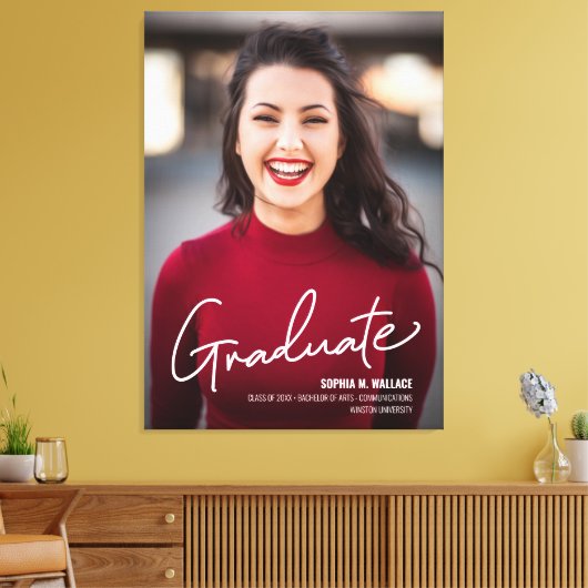 Moderne Graduate Script Foto Class of Abschluss Leinwanddruck (Insitu (Wohnzimmer))