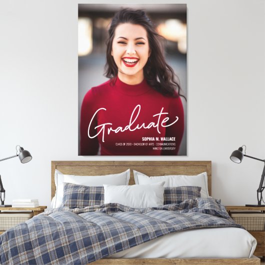 Moderne Graduate Script Foto Class of Abschluss Leinwanddruck (Insitu (Schlafzimmer))