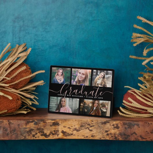 Moderne Graduate Script Foto Collage Keepake Fotoplatte (Seite)