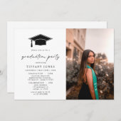 Moderne Graduate Script Foto Graduation Party Einladung (Vorne/Hinten)