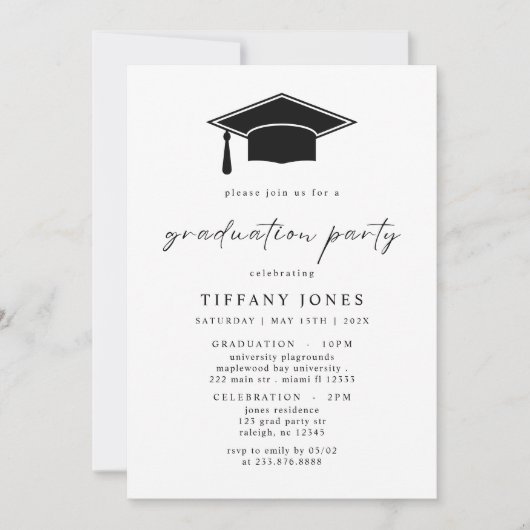 Moderne Graduate Script Foto Graduation Party Einladung (Vorderseite)