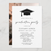 Moderne Graduate Script Foto Graduation Party Einladung (Vorne/Hinten)